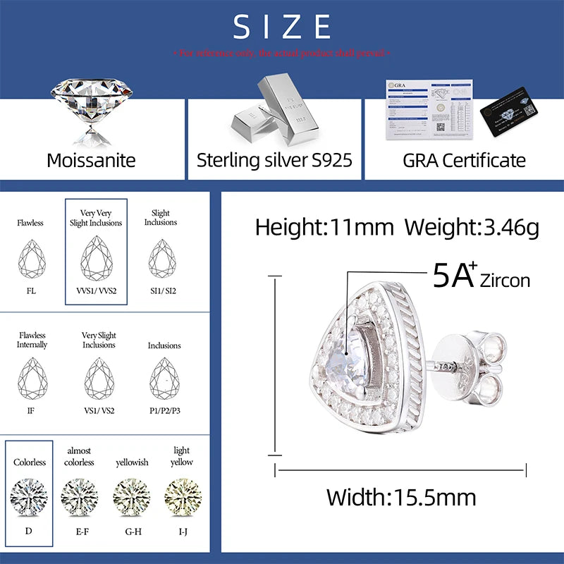 S925 Moissanite Trillion-Cut Stud Earrings - Different Drips