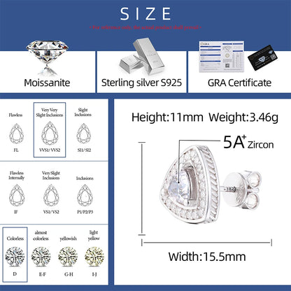 S925 Moissanite Trillion-Cut Stud Earrings - Different Drips