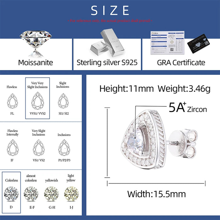 S925 Moissanite Trillion-Cut Stud Earrings - Different Drips