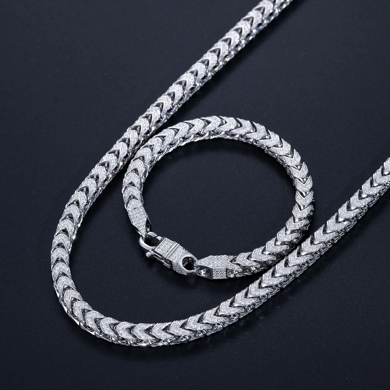 6mm S925 Moissanite Franco Link Chain - Different Drips
