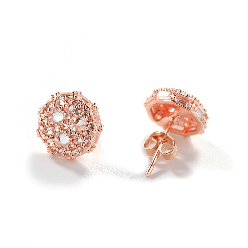 Iced Octagon Cluster Stud Earrings