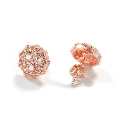 Iced Octagon Cluster Stud Earrings