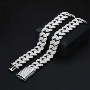 25mm S925 Moissanite Baguette Cuban Link Chain - Different Drips
