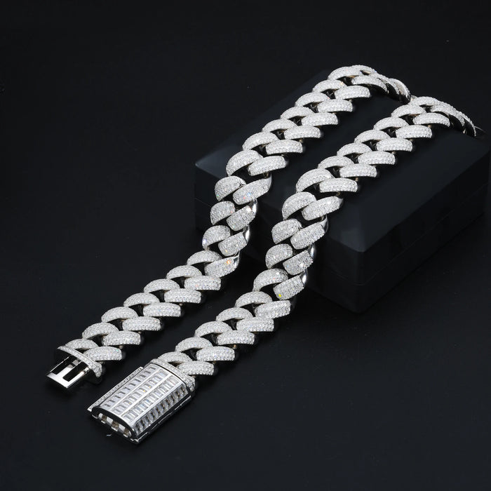 25mm S925 Moissanite Baguette Cuban Link Chain - Different Drips