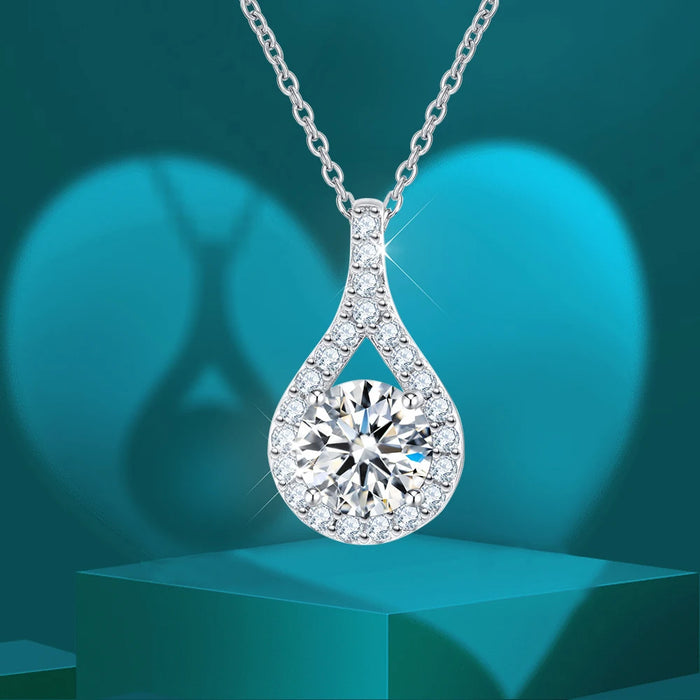 Women's S925 Moissanite Diamond Pear Bezel Pendant - Different Drips