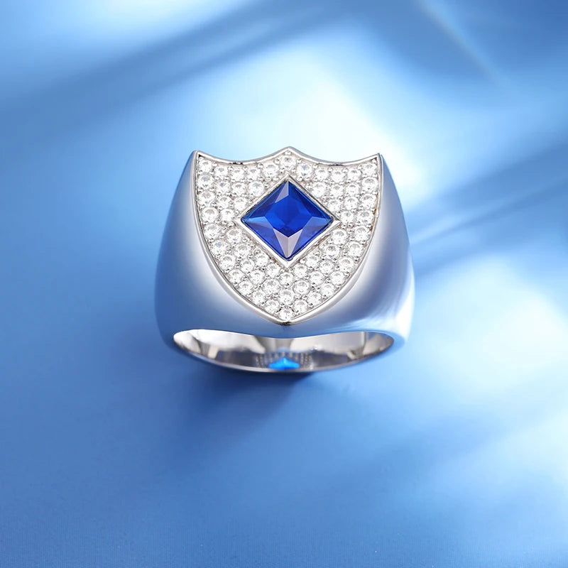 S925 Moissanite Blue Shield Ring - Different Drips