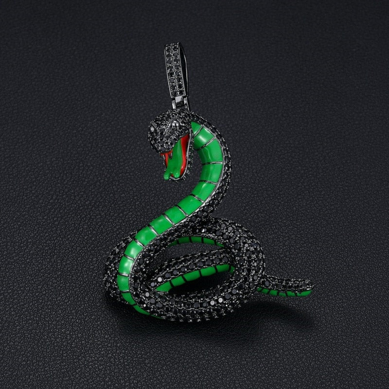 Iced Out Black Snake Pendant - Different Drips
