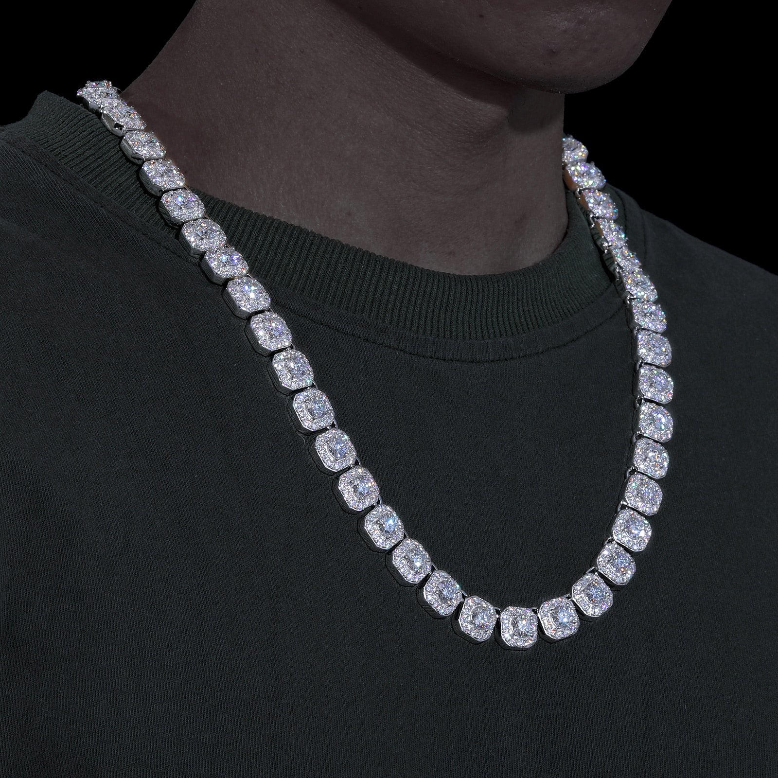 10mm S925 Moissanite Clustered Tennis Chain - Different Drips