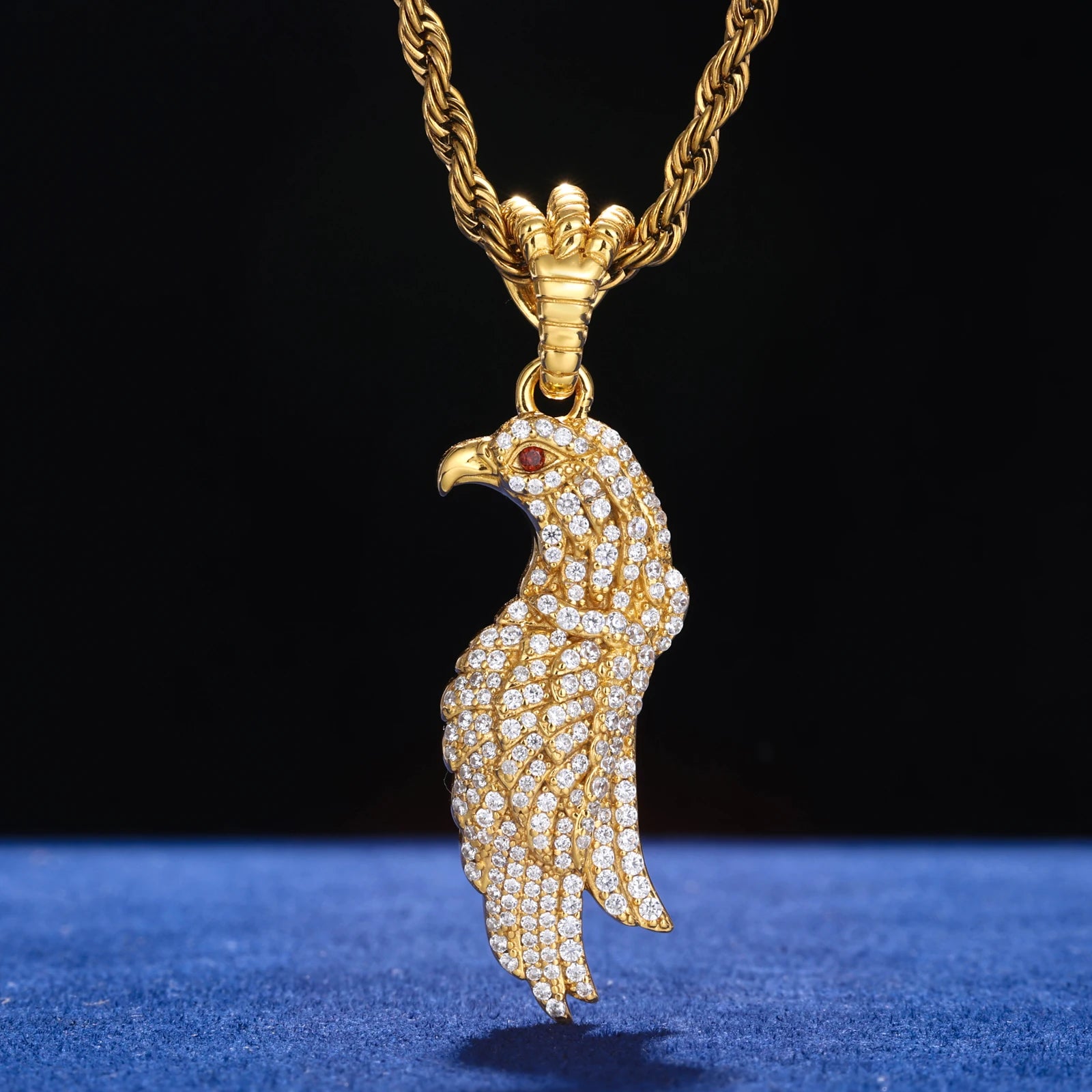 Iced Moissanite Eagle Pendant - Different Drips