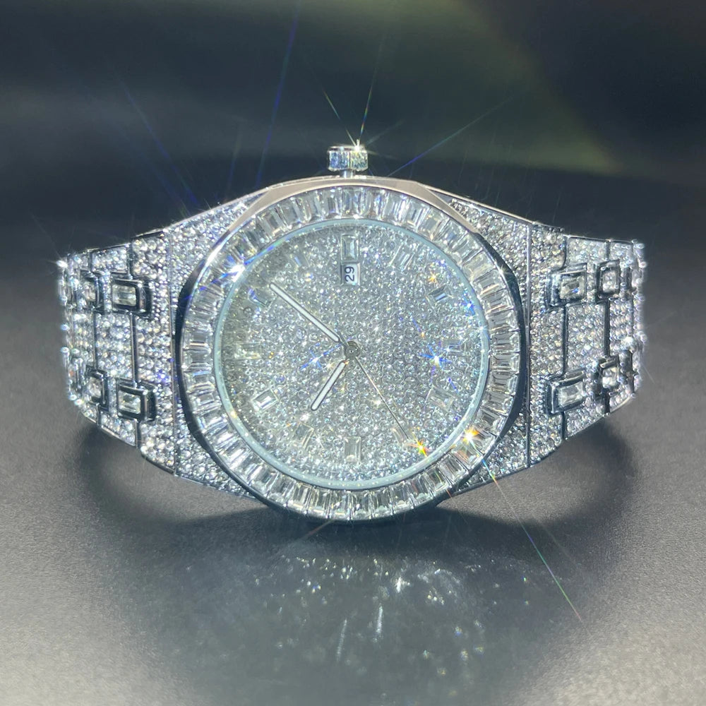 Bust Down Green Emerald Baguette Watch - Different Drips