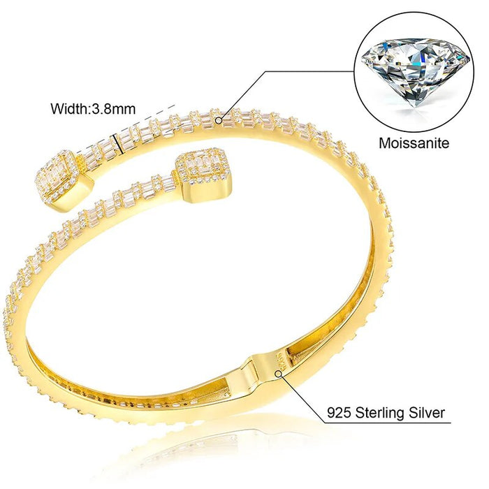 4mm S925 Moissanite Baguette Bangle Bracelet - Different Drips