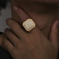 Thumbnail for S925 Moissanite Diamond Square Signet Ring - Different Drips