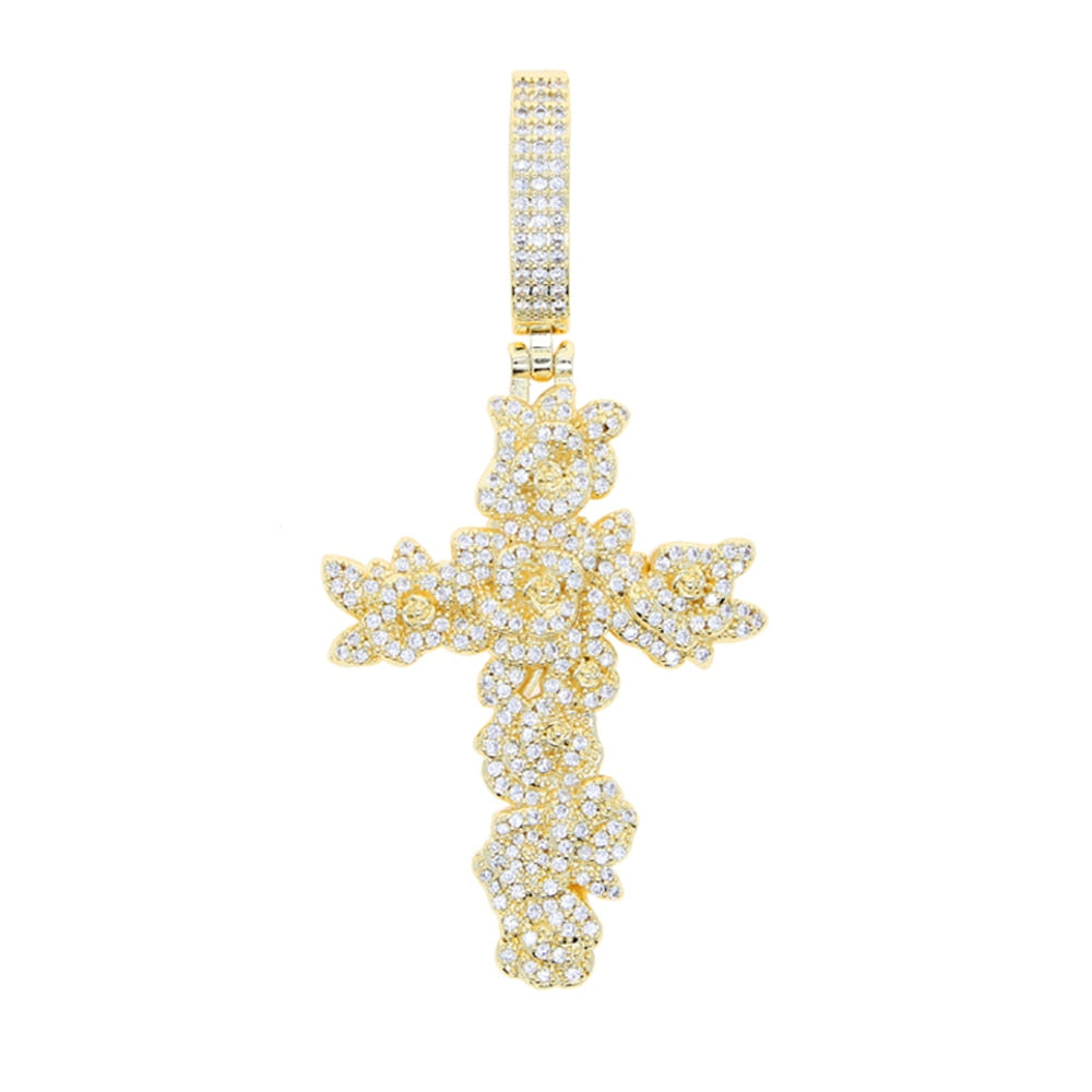 All Over Rose Cross Pendant - Different Drips