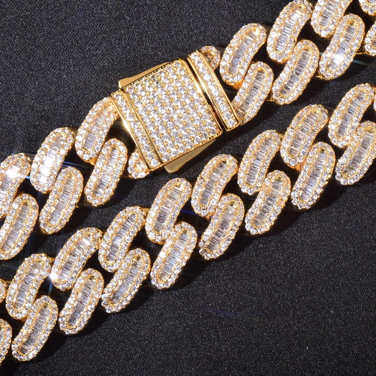 12mm Baguette Cuban Link Chain - Different Drips