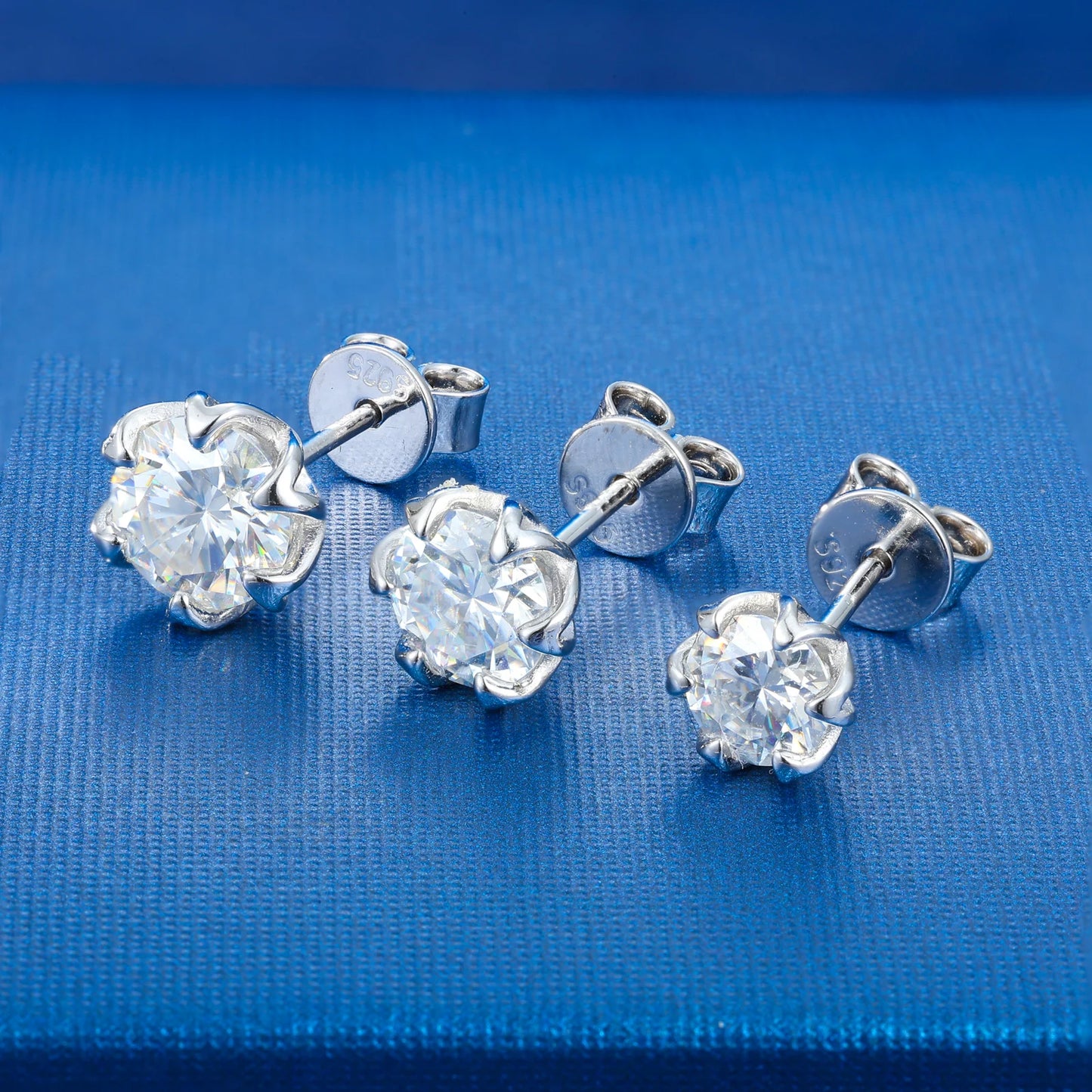 S925 Moissanite Round Flower Stud Earrings - Different Drips