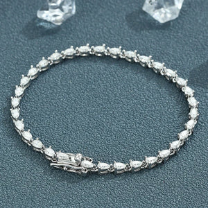 Women's S925 Moissanite Diamond Tear Drop Link Bracelet - Different Drips