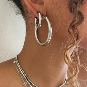 S925 Women's Solid Hoop Earrings - Different Drips