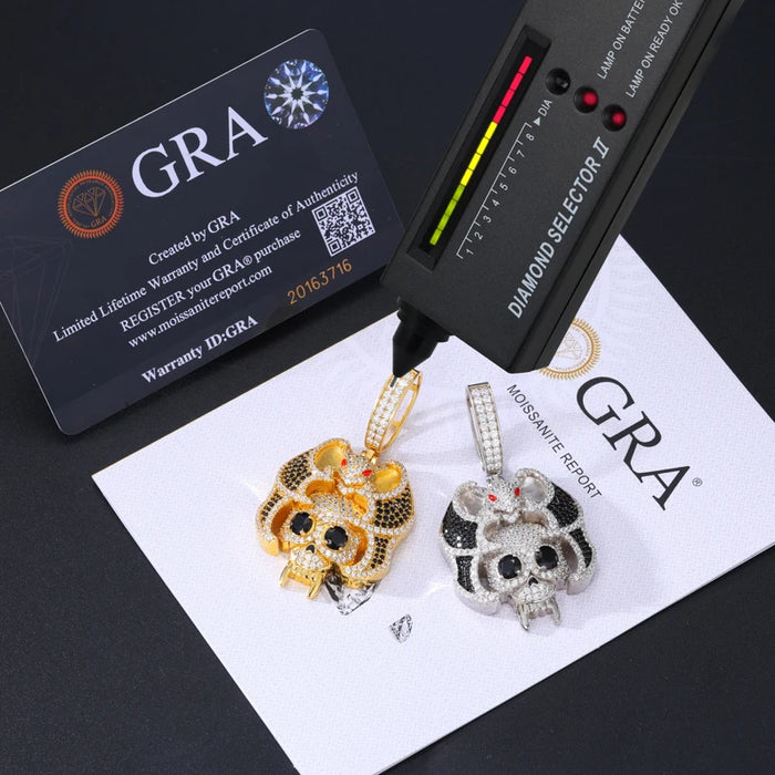 S925 Moissanite Diamond Bat Skull Pendant - Different Drips