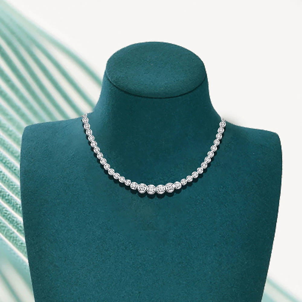 Women's S925 Moissanite Curved Tennis Necklace - Different Drips