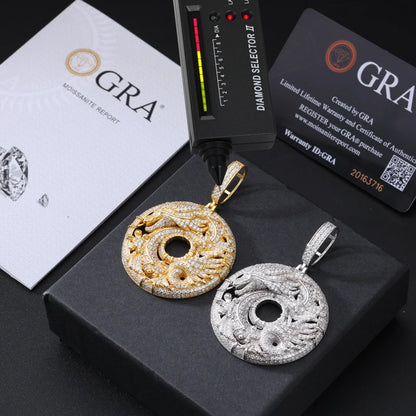 S925 Moissanite Dragon & Phoenix Medallion - Different Drips