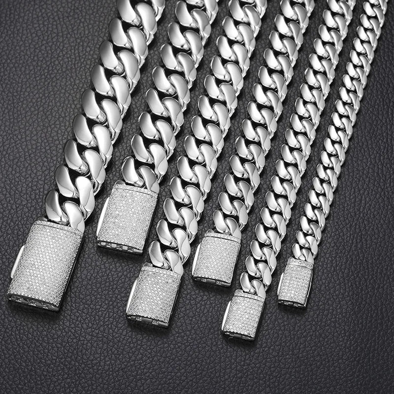 10mm-20mm Solid Iced Clasp Miami Cuban Bracelet - Different Drips