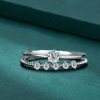 Thumbnail for Women's S925 Moissanite Two Piece Micro Band Ring - Different Drips