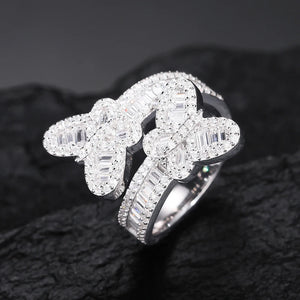 S925 Moissanite Baguette Butterfly Ring - Different Drips