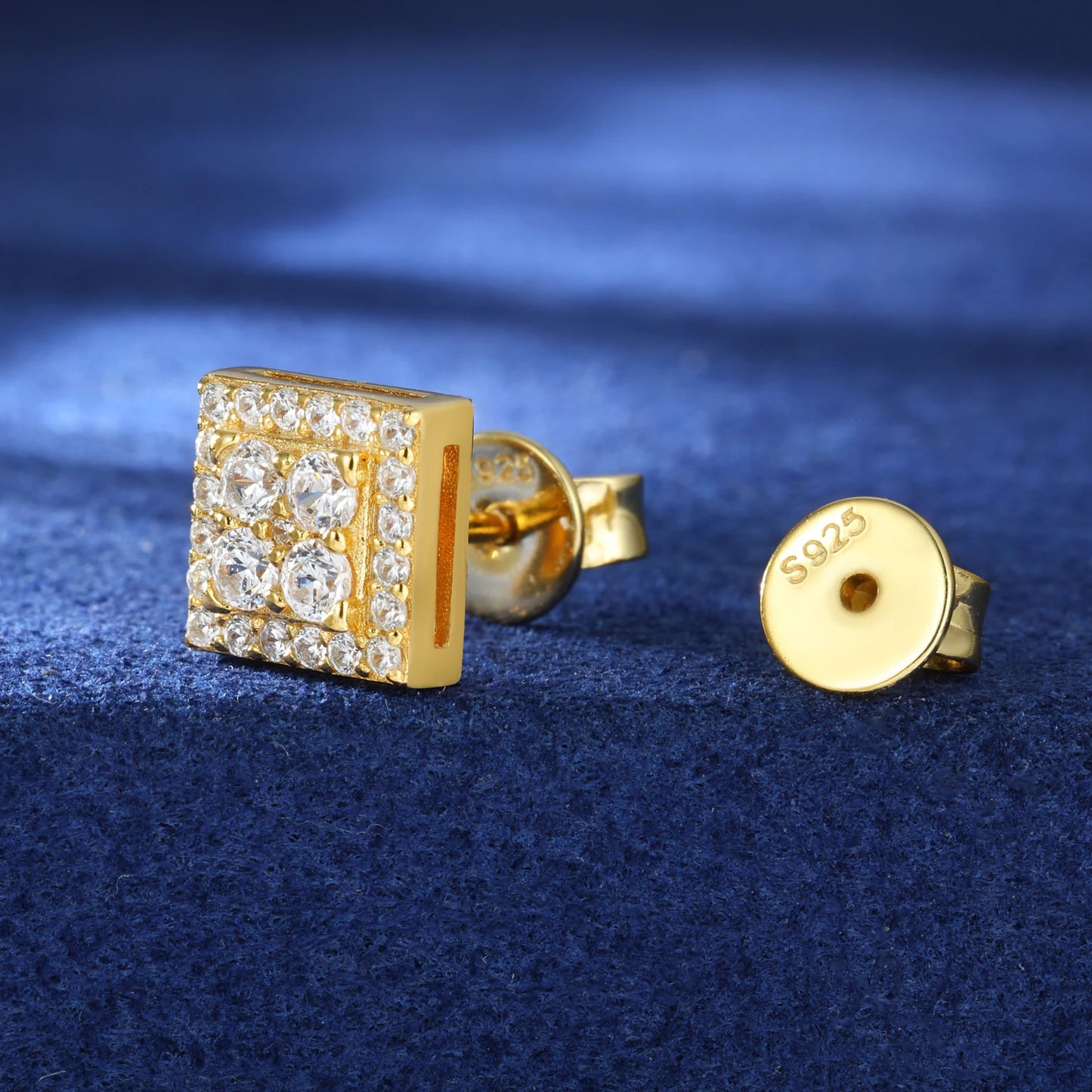 S925 Moissanite Square Stud Earrings - Different Drips