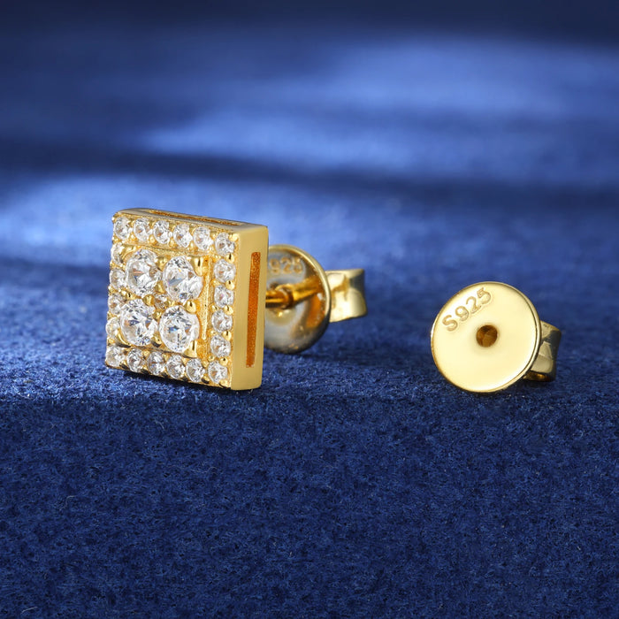 S925 Moissanite Square Stud Earrings - Different Drips