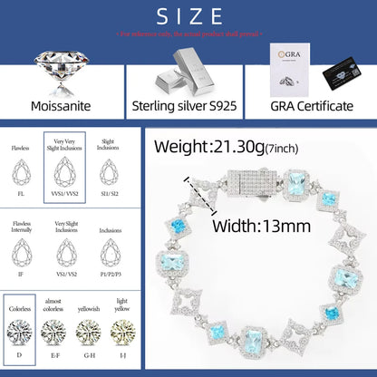 13mm Ice Blue Halo Link Bracelet - Different Drips