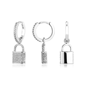 S925 Women's Lock & Key Drop Earrings - Different Drips