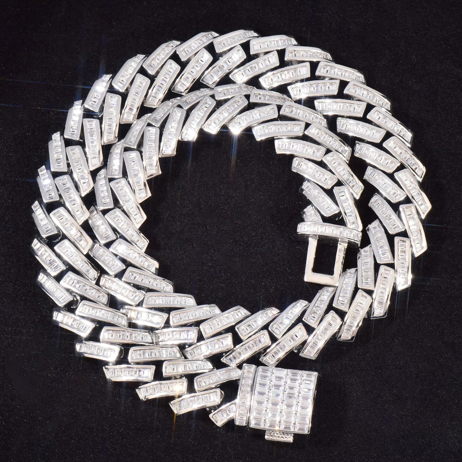10mm Baguette Prong Cuban Link Chain - Different Drips