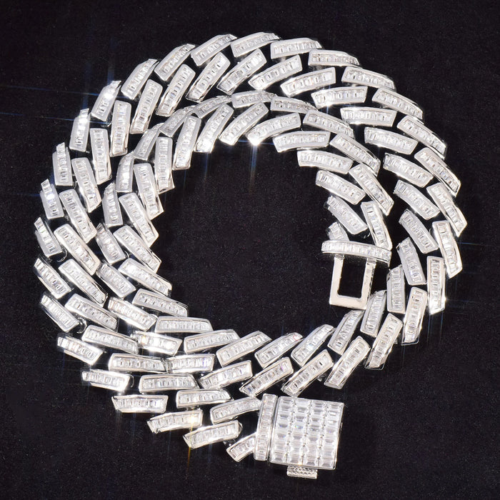 10mm Baguette Prong Cuban Link Chain - Different Drips