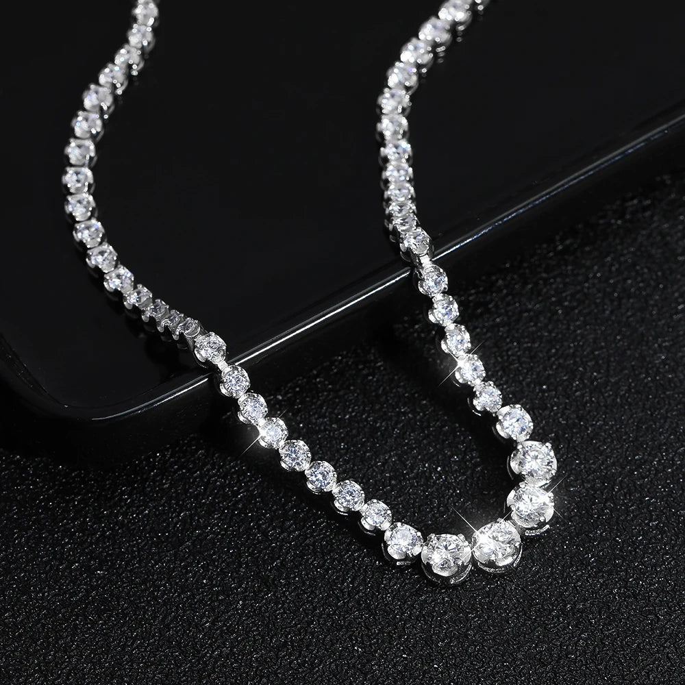 Women's S925 Moissanite Curved Tennis Necklace - Different Drips