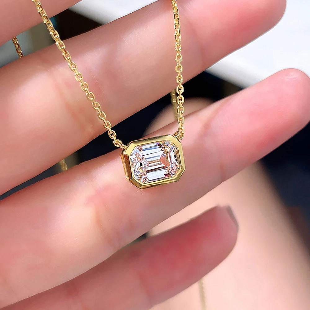 Women's S925 Emerald Cut Moissanite Diamond Pendant - Different Drips