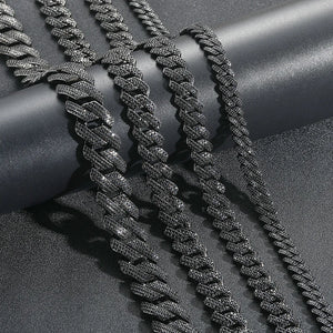Black Iced Out Prong Cuban Link Chain - Different Drips