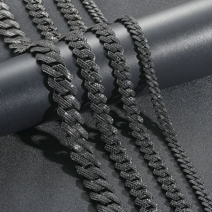 Black Iced Out Prong Cuban Link Chain - Different Drips