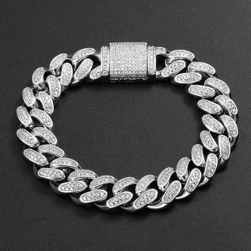 12mm S925 Moissanite Miami Cuban Bracelet - Different Drips