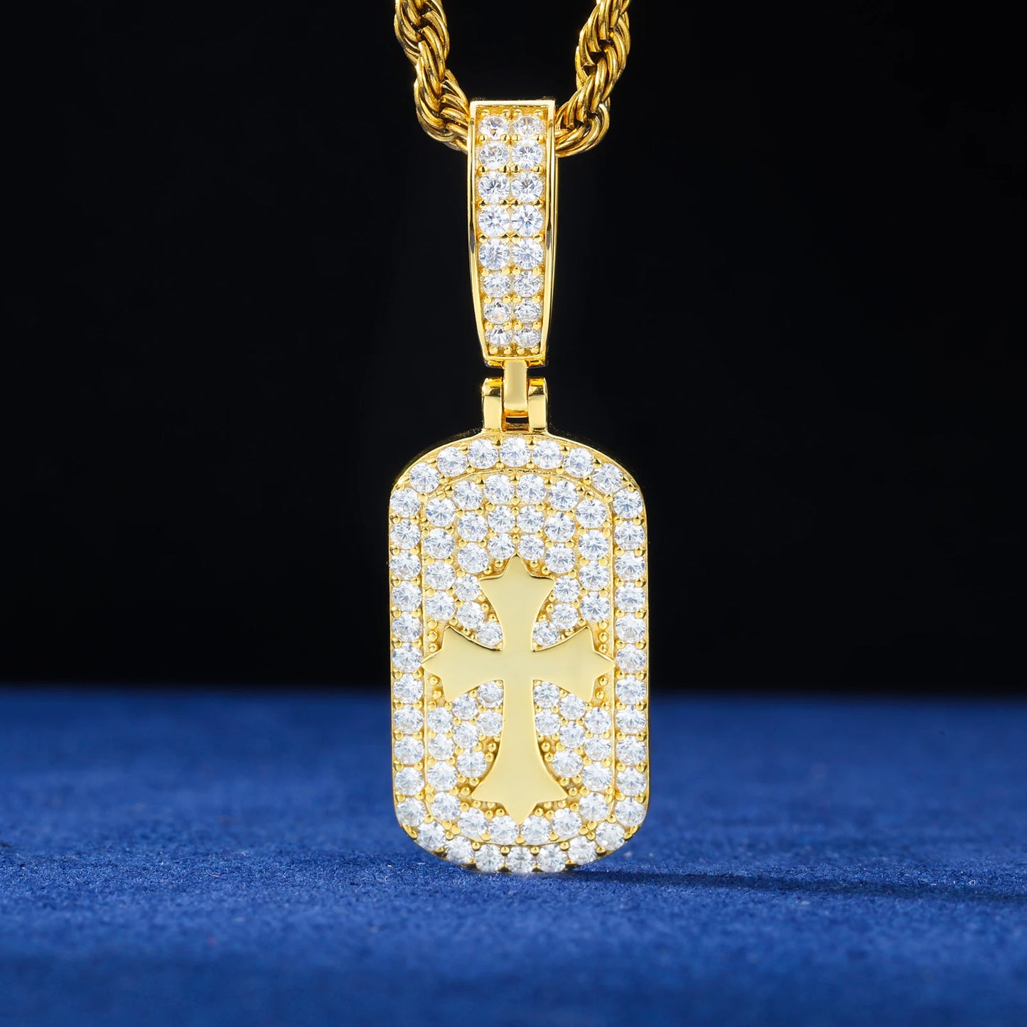 S925 Moissanite Cross Dog Tag Pendant - Different Drips