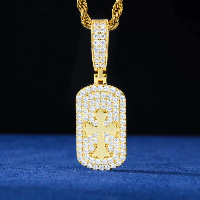 S925 Moissanite Cross Dog Tag Pendant - Different Drips