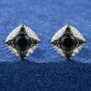 Black & White Pavé Cushion Stud Earrings - Different Drips