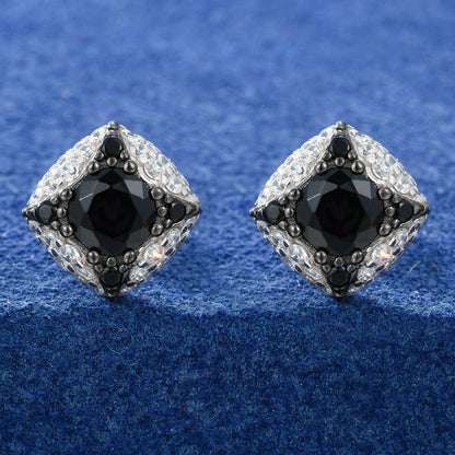 Black & White Pavé Cushion Stud Earrings - Different Drips