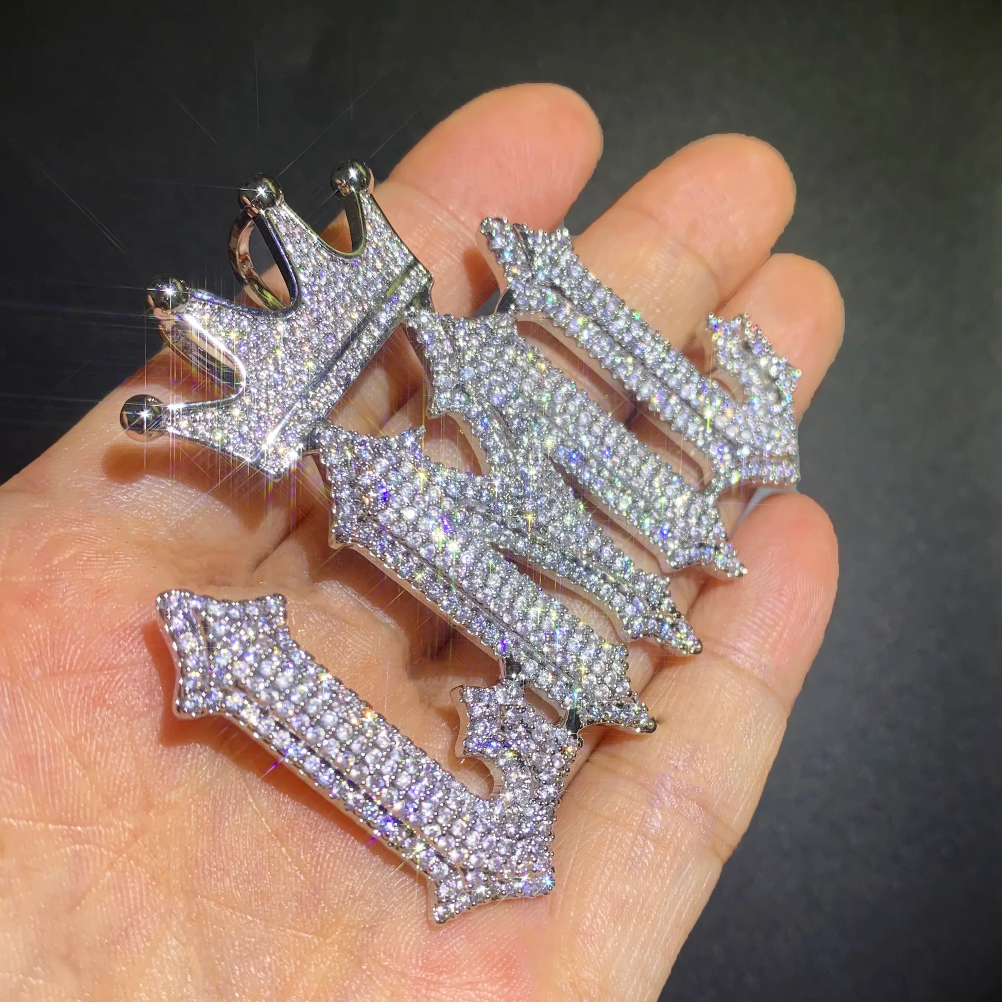 Crowned College Font Custom Letter Pendant - Different Drips