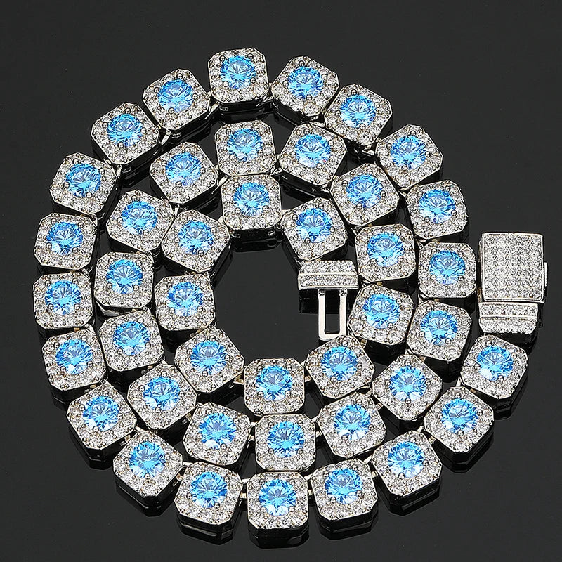 10mm Blue Stone Clustered Tennis Chain - Different Drips