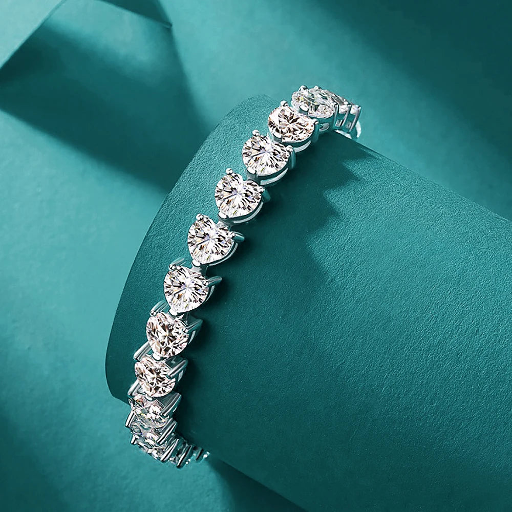 Women's S925 Moissanite Heart Link Tennis Bracelet - Different Drips