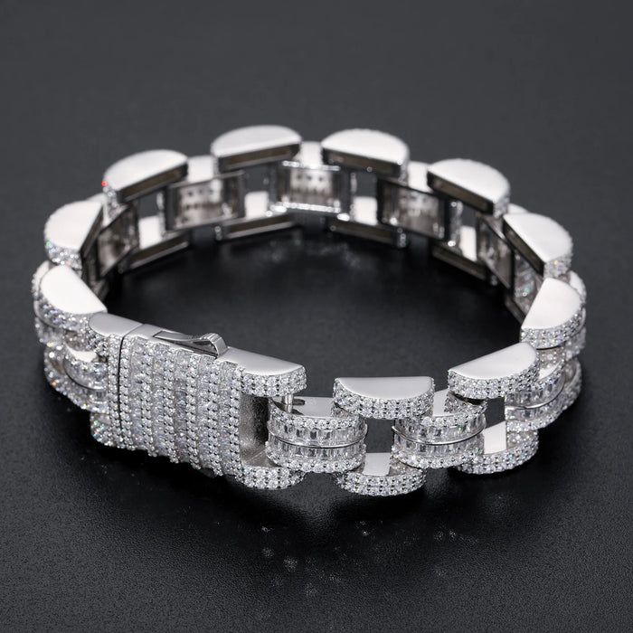 S925 Moissanite Diamond Baguette Watch Link Bracelet - Different Drips
