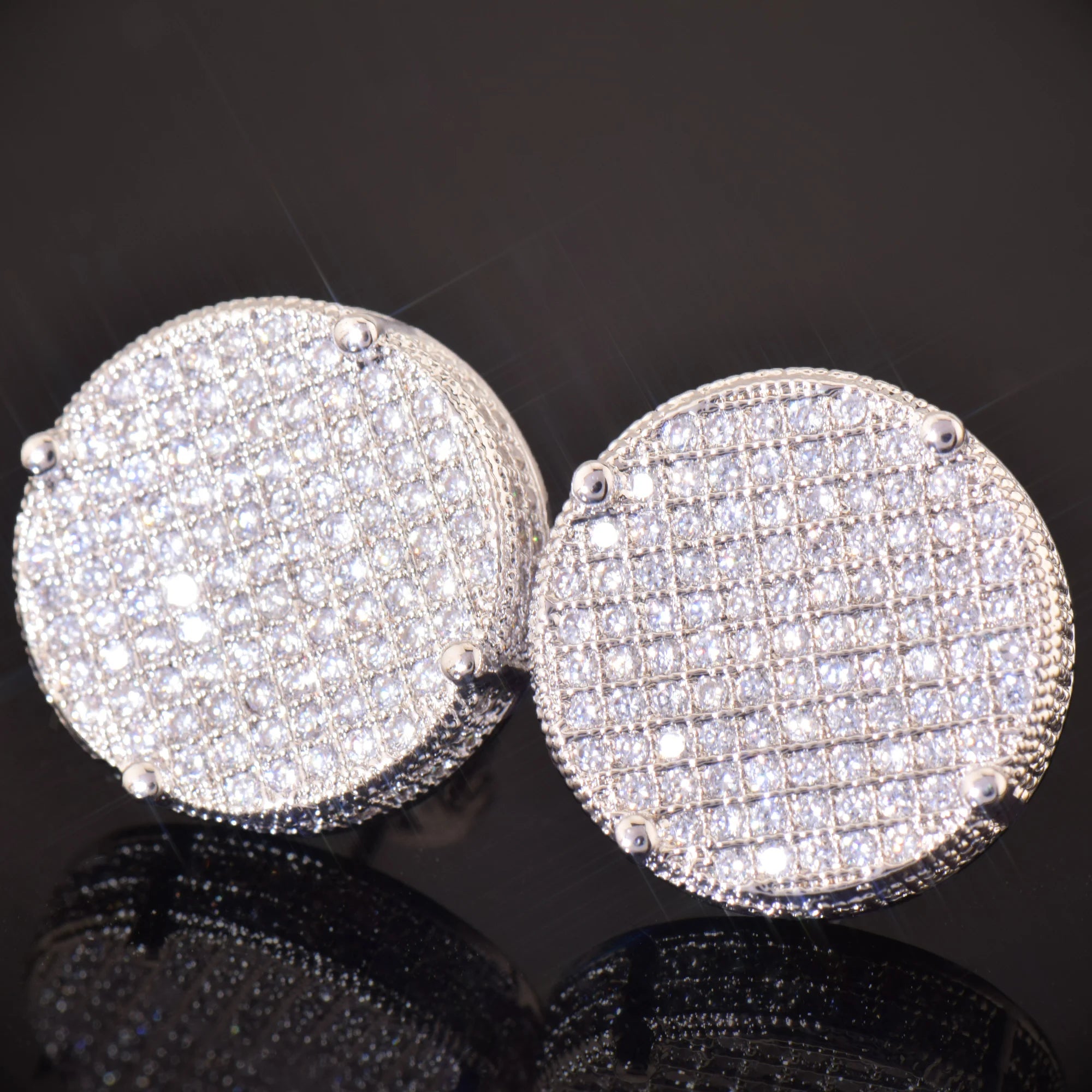 14mm Big Round Cut Pave Earrings - Different Drips