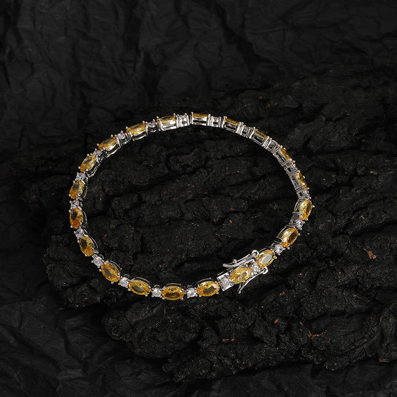 Yellow Oval Stone Tennis Bracelet - Different Drips