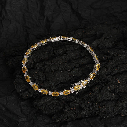 Yellow Oval Stone Tennis Bracelet - Different Drips