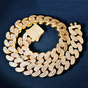 21mm All Over Baguette Cuban Link Chain - Different Drips